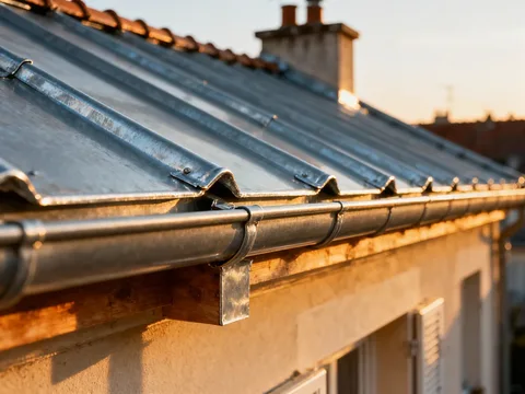 Détail de zinguerie sur toiture en France