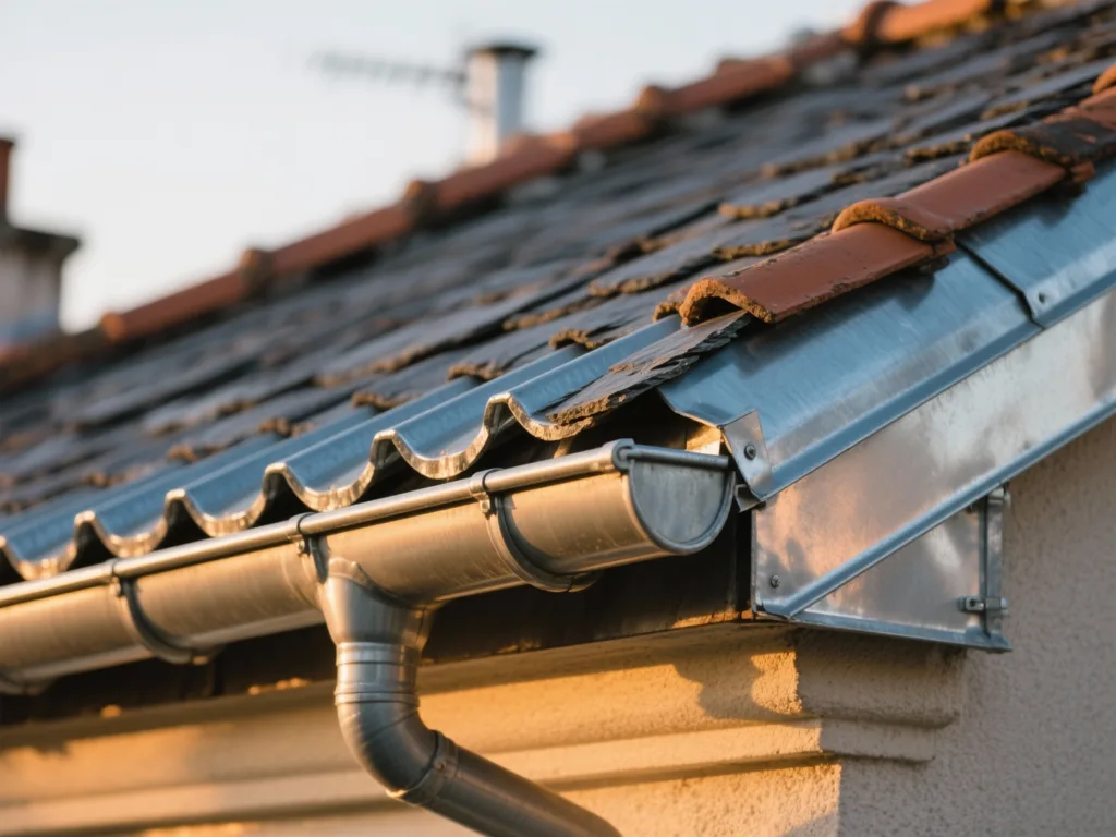 Détail de zinguerie sur toiture en France