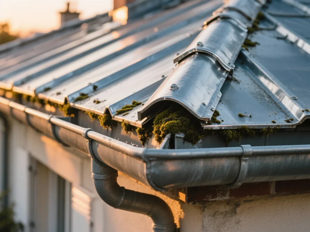 Détail de zinguerie sur toiture en France