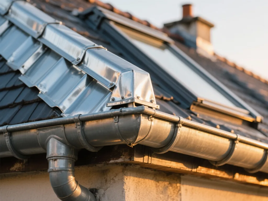Détail de zinguerie sur toiture en France