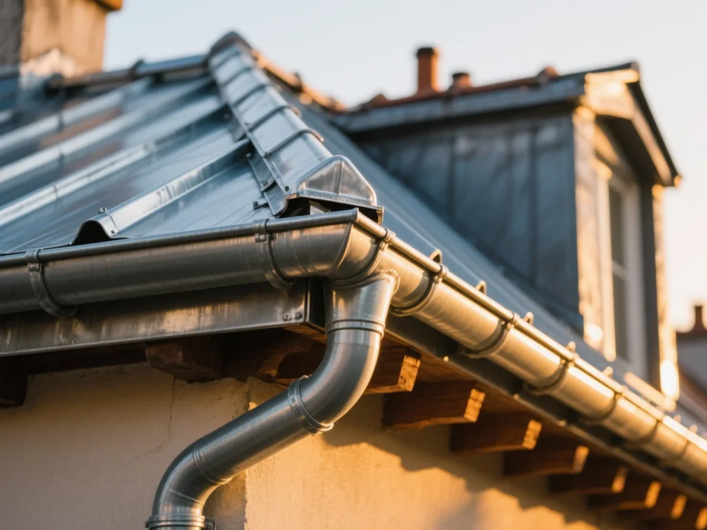 Détail de zinguerie sur toiture en France