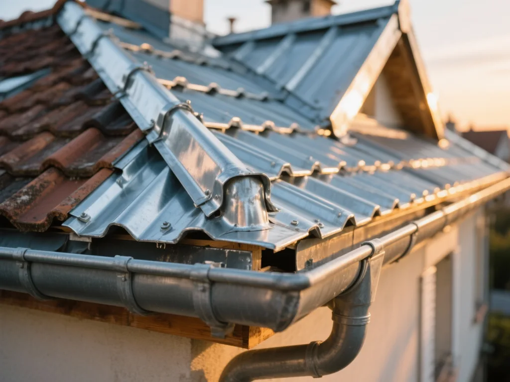 Détail de zinguerie sur toiture en France