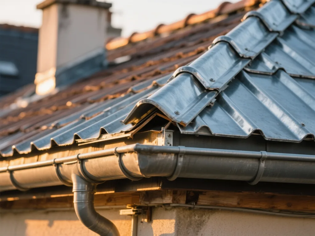 Détail de zinguerie sur toiture en France