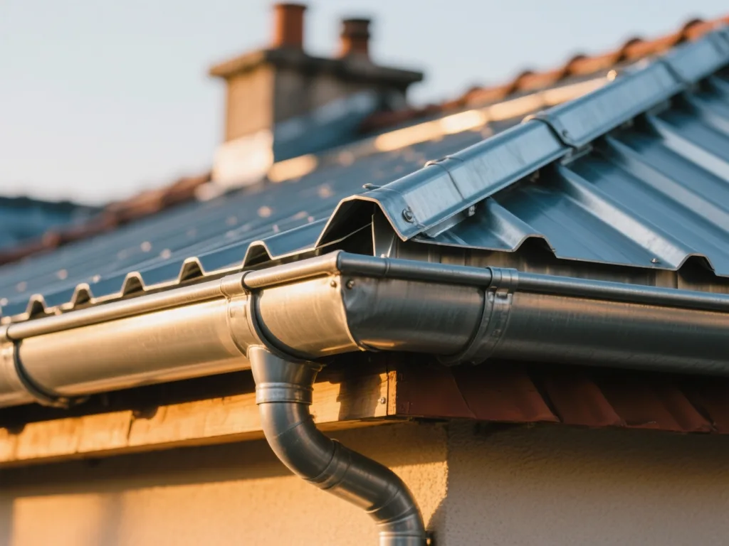 Détail de zinguerie sur toiture en France
