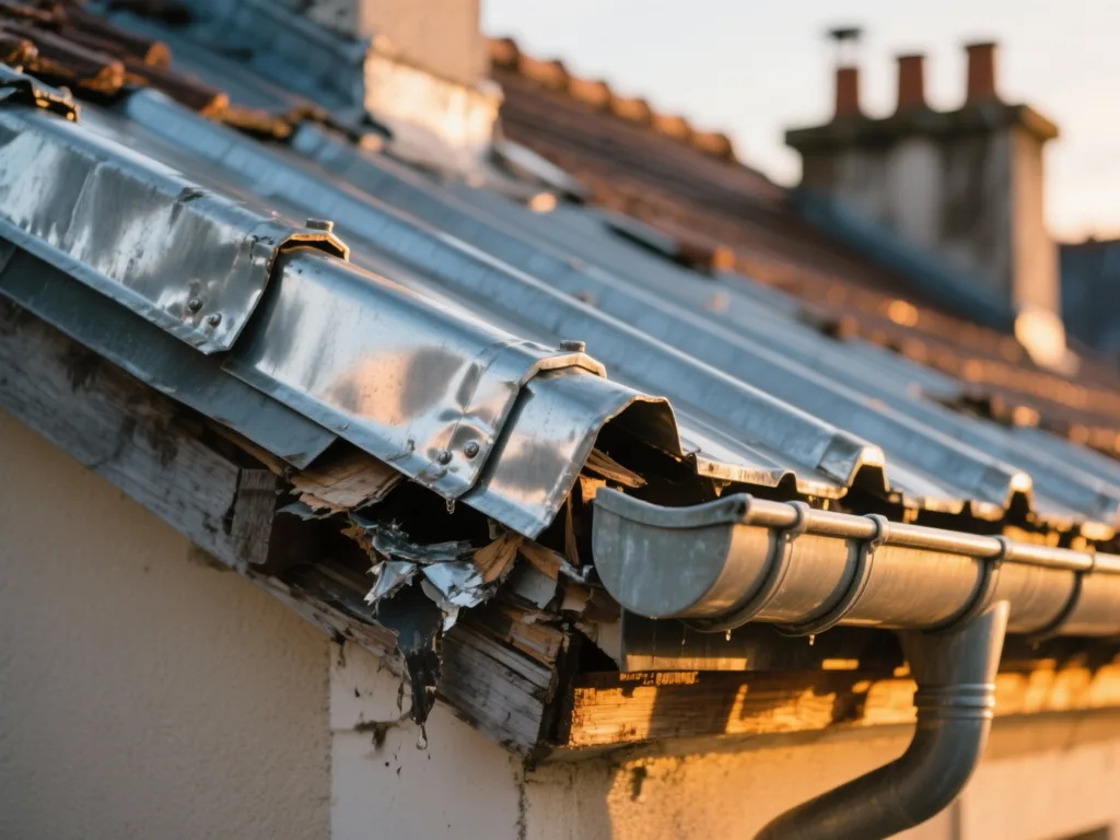 Détail de zinguerie sur toiture en France