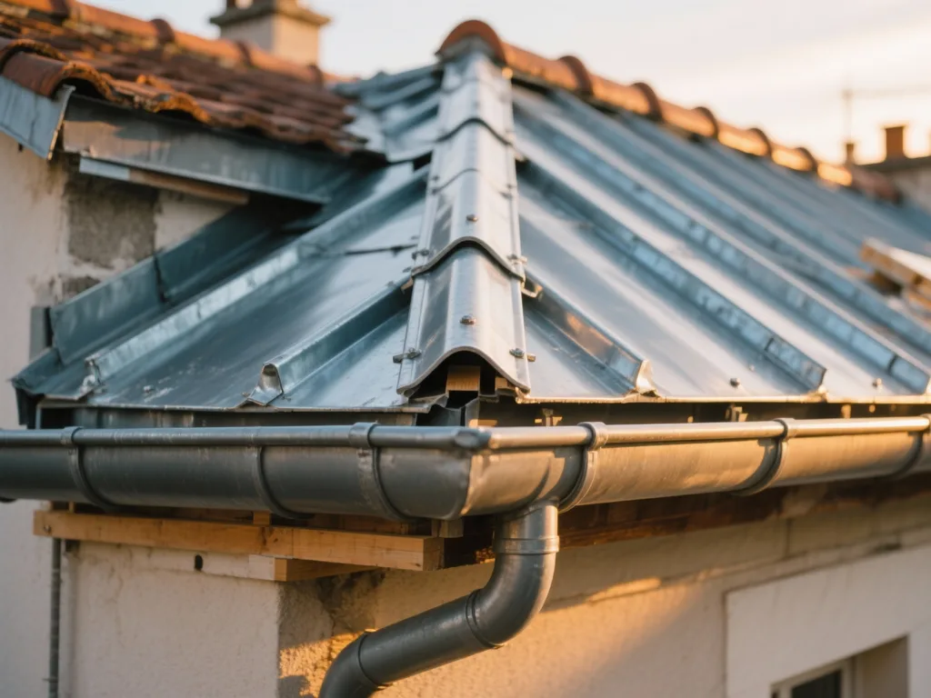 Détail de zinguerie sur toiture en France
