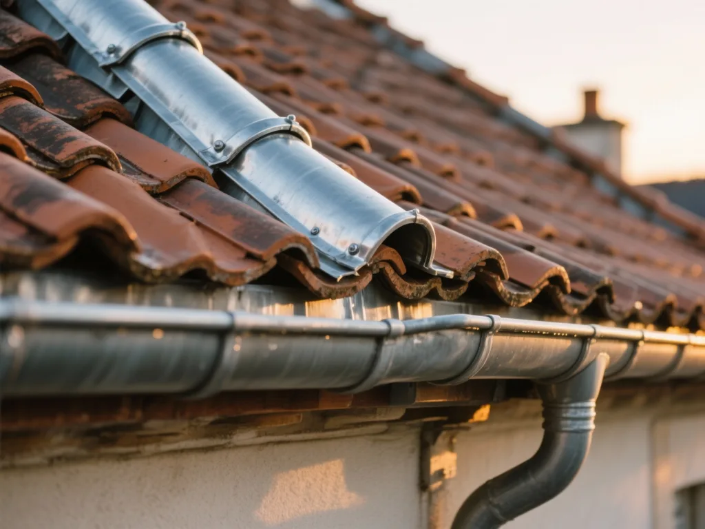 Détail de zinguerie sur toiture en France