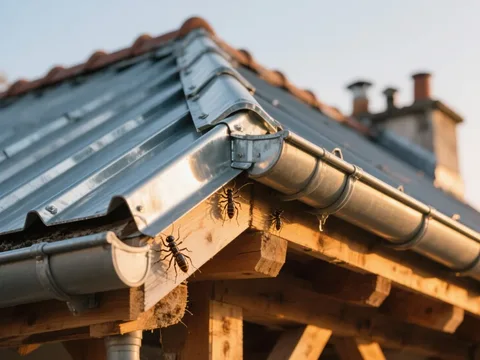 Détail de zinguerie sur toiture en France
