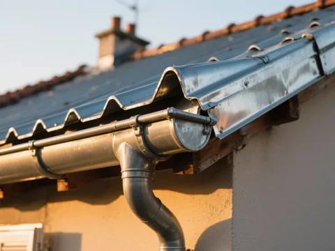 Détail de zinguerie sur toiture en France