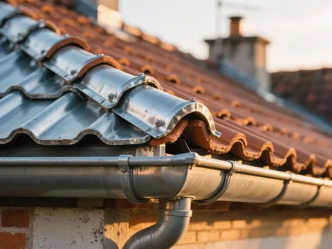Détail de zinguerie sur toiture en France