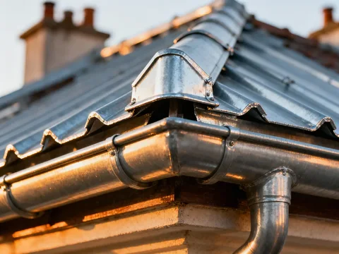 Détail de zinguerie sur toiture en France