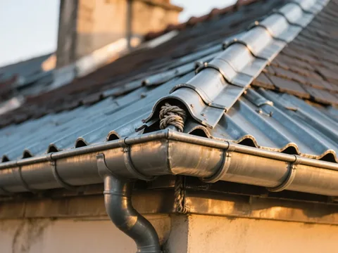 Détail de zinguerie sur toiture en France