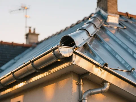 Détail de zinguerie sur toiture en France
