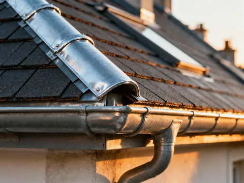 Détail de zinguerie sur toiture en France