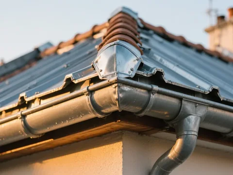 Détail de zinguerie sur toiture en France