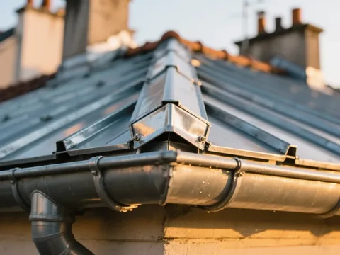 Détail de zinguerie sur toiture en France