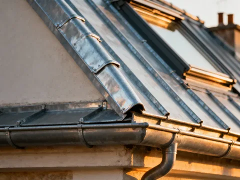 Détail de zinguerie sur toiture en France