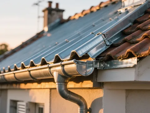 Détail de zinguerie sur toiture en France